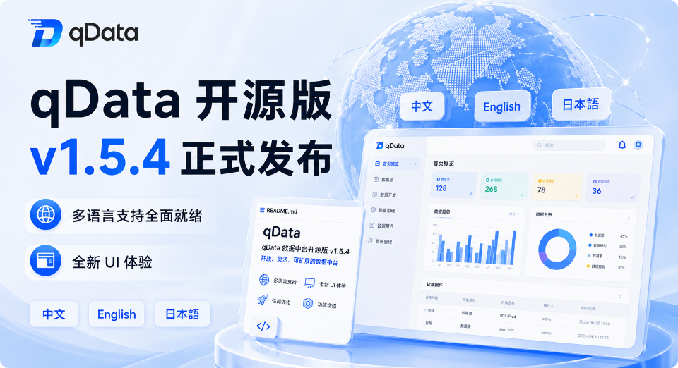 よりオープンに、よりグローバルに！qDataデータ基盤オープンソース版 v1.5.4 正式リリース：多言語対応と新しいUI体験を全面強化