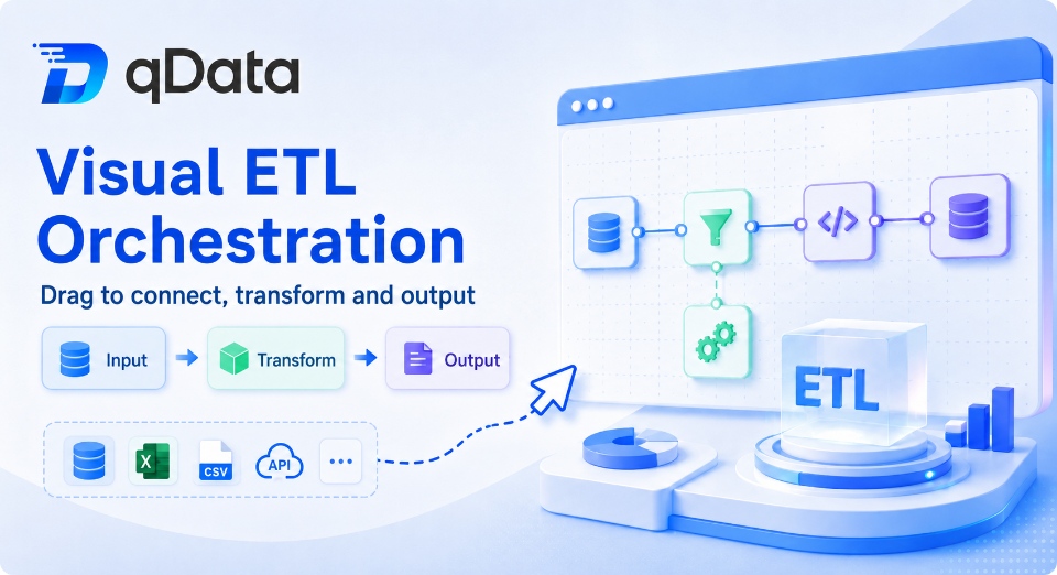 qDataオープンソースデータ基盤のETLオーケストレーション：ドラッグ＆ドロップでデータの取り込み・変換・出力