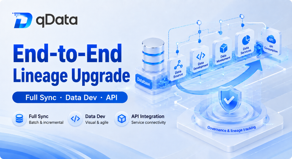 qDataデータ基盤プロフェッショナル版のデータリネージを全工程で強化：全データベース同期・データ開発・APIノードをワンクリックで連携