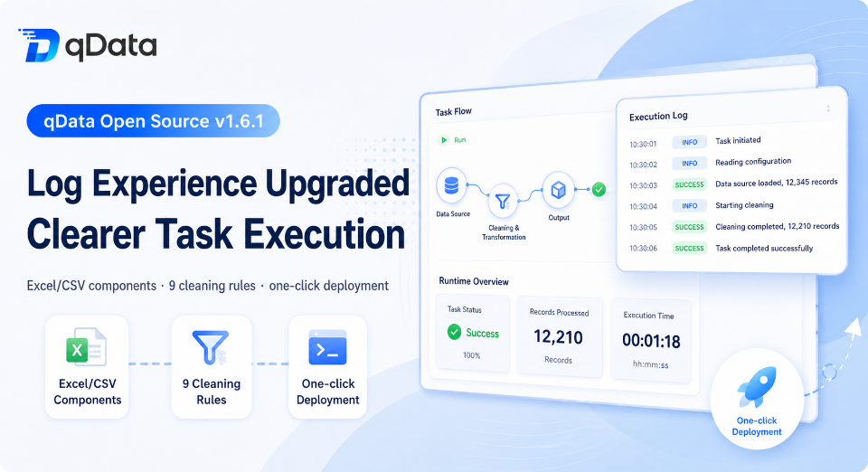 qDataオープンソース版 v1.6.1をリリース：データ統合と開発ログを継続改善し、タスク実行をより明確に