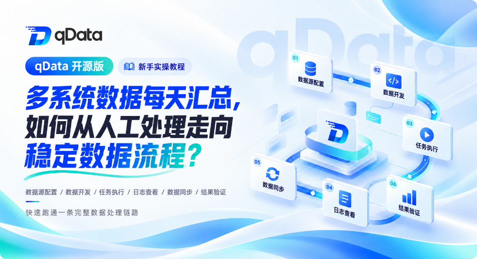 多系统数据汇总从人工处理走向稳定数据流程的 qData 开源版链路示意